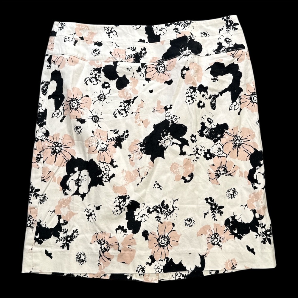 Donna Ricco New York Floral A‎ Line Skirt Pink Black White Women's Size 4